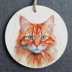 Wooden Hanging Decoration.  Cat