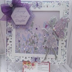 Luxury Handmade Birthday - Magical Fairy, with butterfly frame, in shades of purple and pink, Daughter birthday sentiment