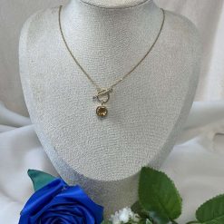Citrine Heart Charm Necklace Gold