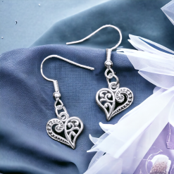 A Beautiful Pair of Silver Heart Drop Earrings