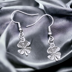 A Beautiful Pair of Silver Four Leaf Clover Drop Earrings 4 A Beautiful Pair of Silver Four Leaf Clover Drop Earrings 5
