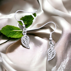 A Beautiful Pair of Silver Leaf Drop Earrings 3