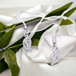 A Beautiful Pair of Silver Leaf Drop Earrings 2