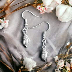 A Beautiful Pair of Silver Seashell Drop Earrings
