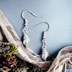 A Beautiful Pair of Silver Seashell Drop Earrings 4 A Beautiful Pair of Silver Seashell Drop Earrings 4
