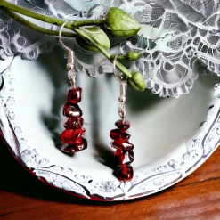 A Beautiful Pair of Almandine Garnet Dangle Silver Hook Earrings 1 A Beautiful Pair of Almandine Garnet Dangle Silver Hook Earrings 1