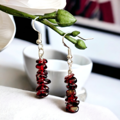 A Beautiful Pair of Almandine Garnet Dangle Silver Hook Earrings 7 A Beautiful Pair of Almandine Garnet Dangle Silver Hook Earrings 7