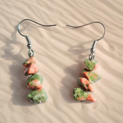 A Beautiful Pair of Unakite Jasper Gemstone Dangle Silver Hook Earrings 5 A Beautiful Pair of Unakite Jasper Gemstone Dangle Silver Hook Earrings 5
