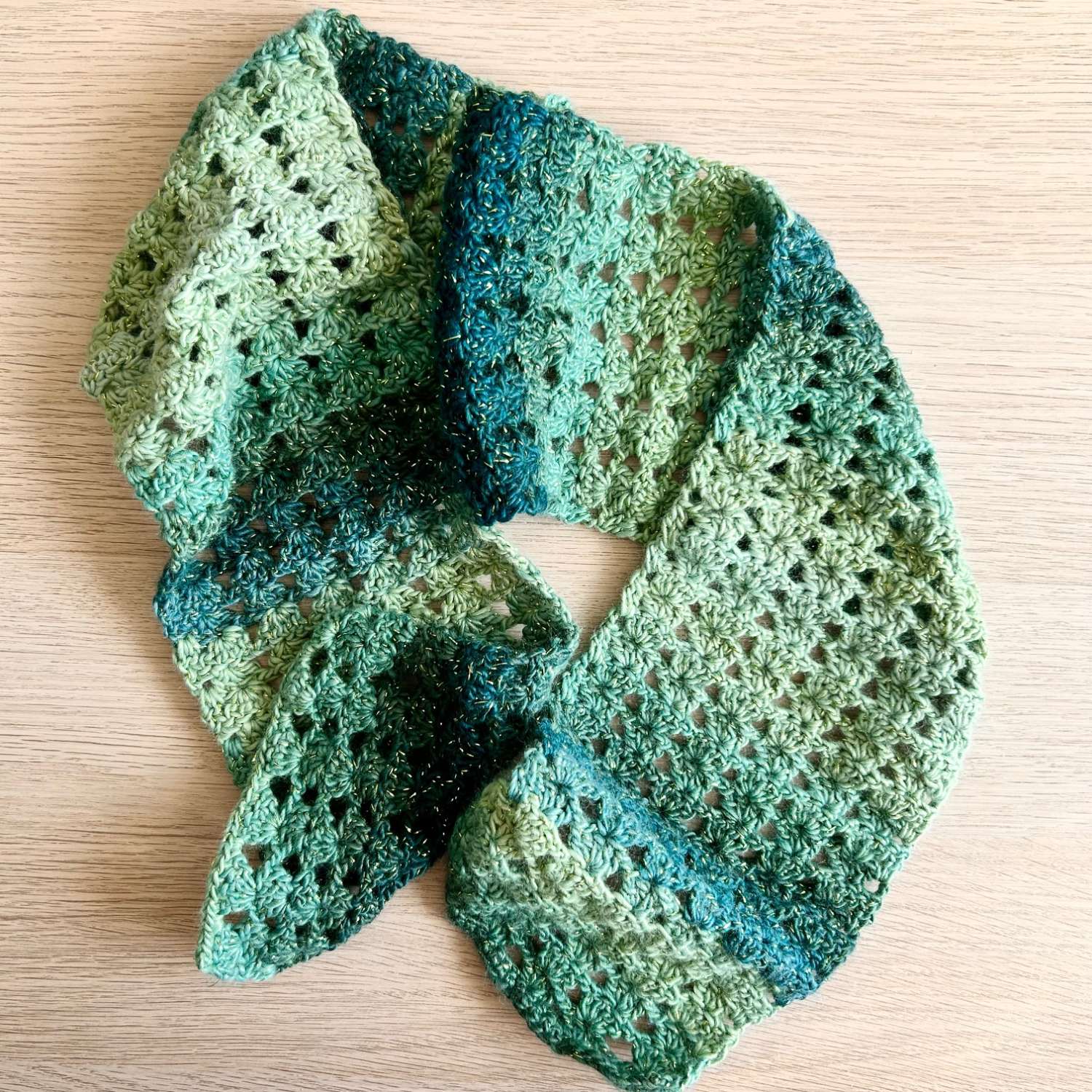 Scarf - Crochet Forest Glade Sparkle Scarf - Crochet Forest Glade Sparkle