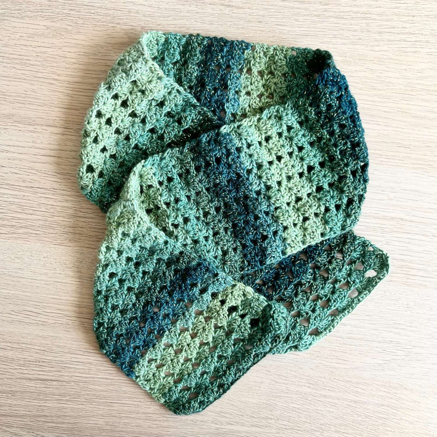 Scarf - Crochet Forest Glade Sparkle Scarf - Crochet Forest Glade Sparkle