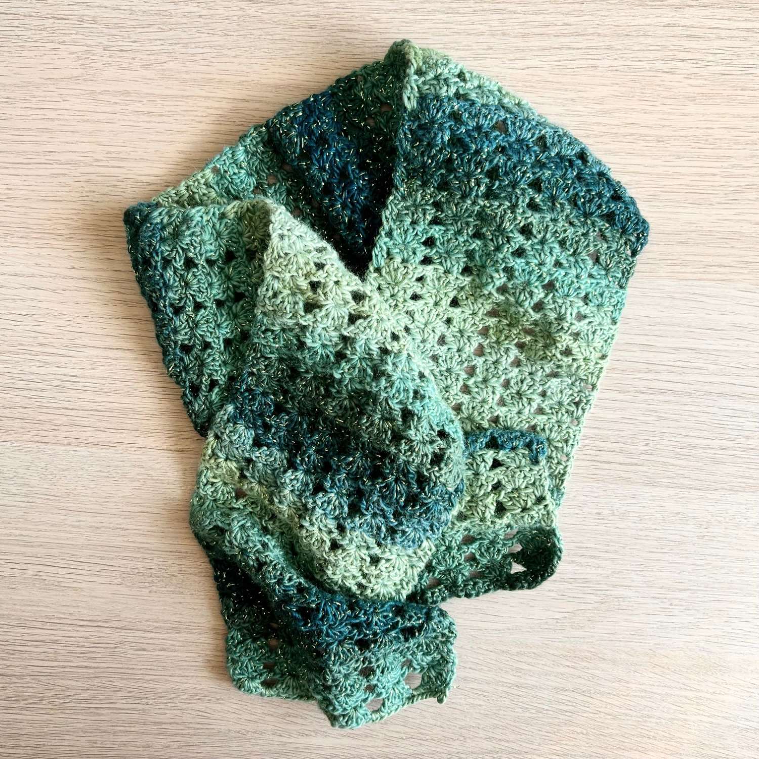 Scarf - Crochet Forest Glade Sparkle Scarf - Crochet Forest Glade Sparkle