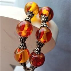 2 Tier Glass Bead and Metal Memory Wire Bracelet