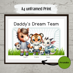 Personalised football print for dad, Fathers day gift, Birthday gift, Free delivery