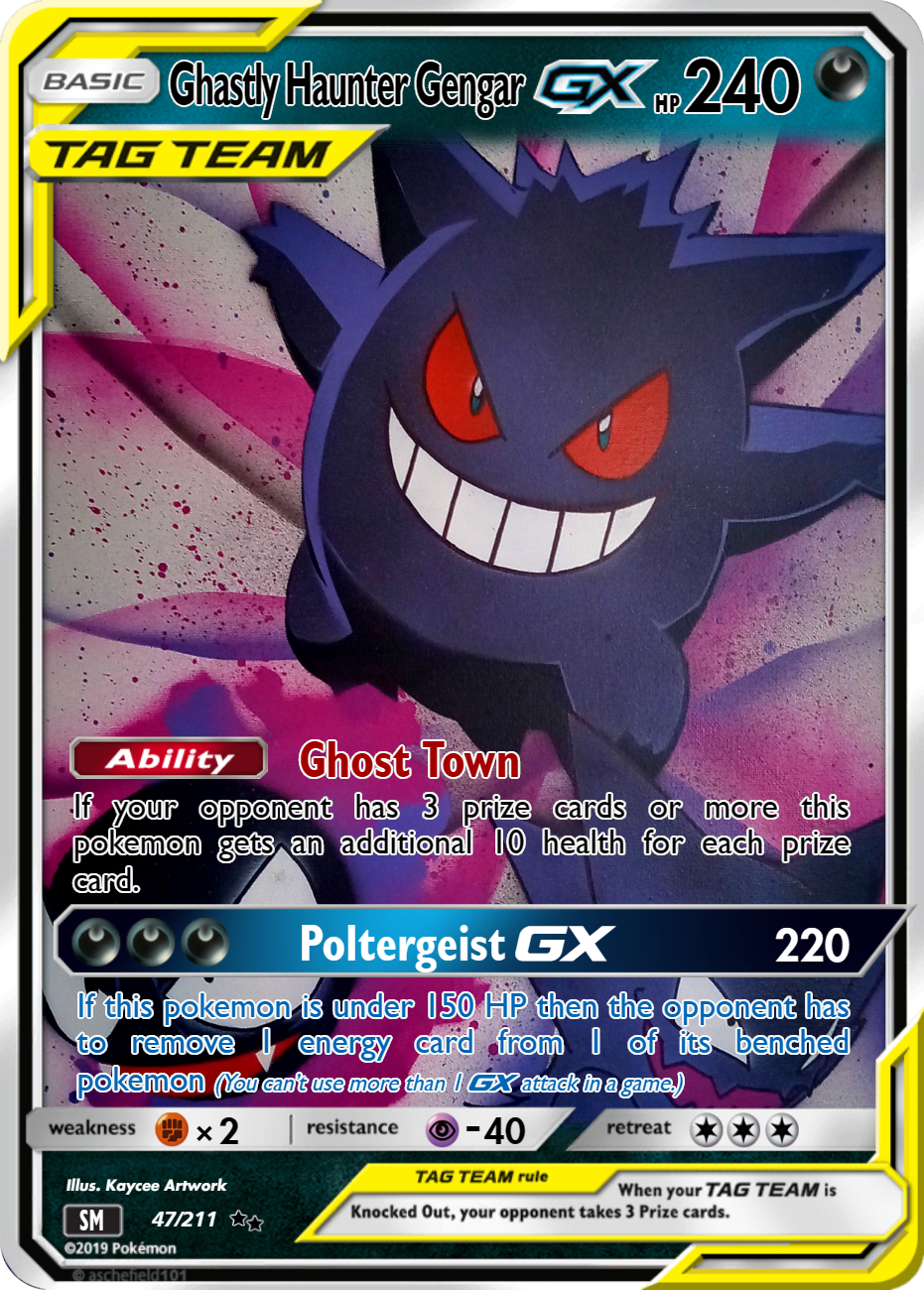 Gastly Haunter Gengar GX Card Design Gloss Print - MadeMe
