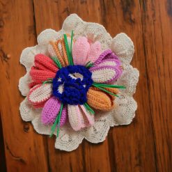 vintage doilies with tulips and carnation