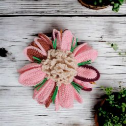 table decoration with crochet tulips