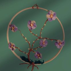 bamboo hoop decorated with crochet flowers