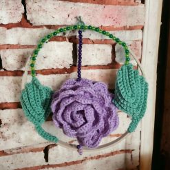 bamboo hoop with crocheted rose