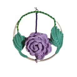 bamboo hoop with crocheted rose 1 bamboo hoop with crocheted rose 1