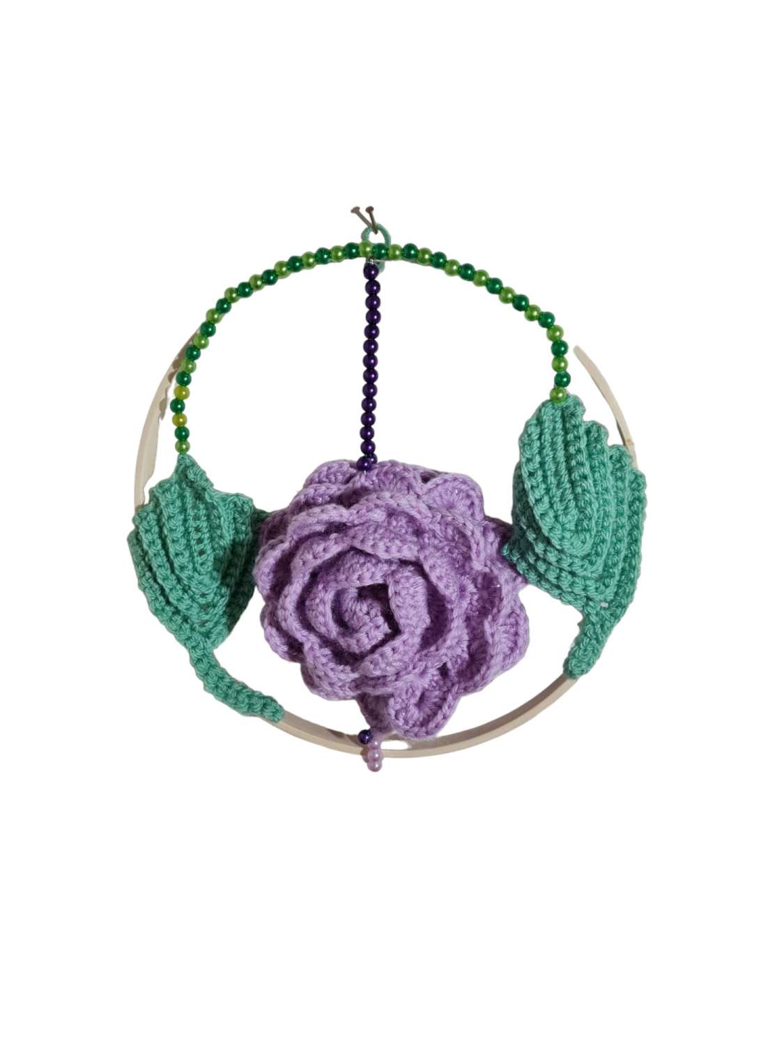 bamboo hoop with crocheted rose bamboo hoop with crocheted rose