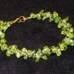 Green gemstone chip Spiral Rope Bracelet