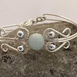 Wire Wrapped Aquamarine Bangle