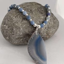 Long Blue Agate Necklace 3 Long Blue Agate Necklace 3