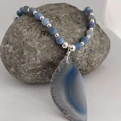 Long Blue Agate Necklace 4 Long Blue Agate Necklace 4