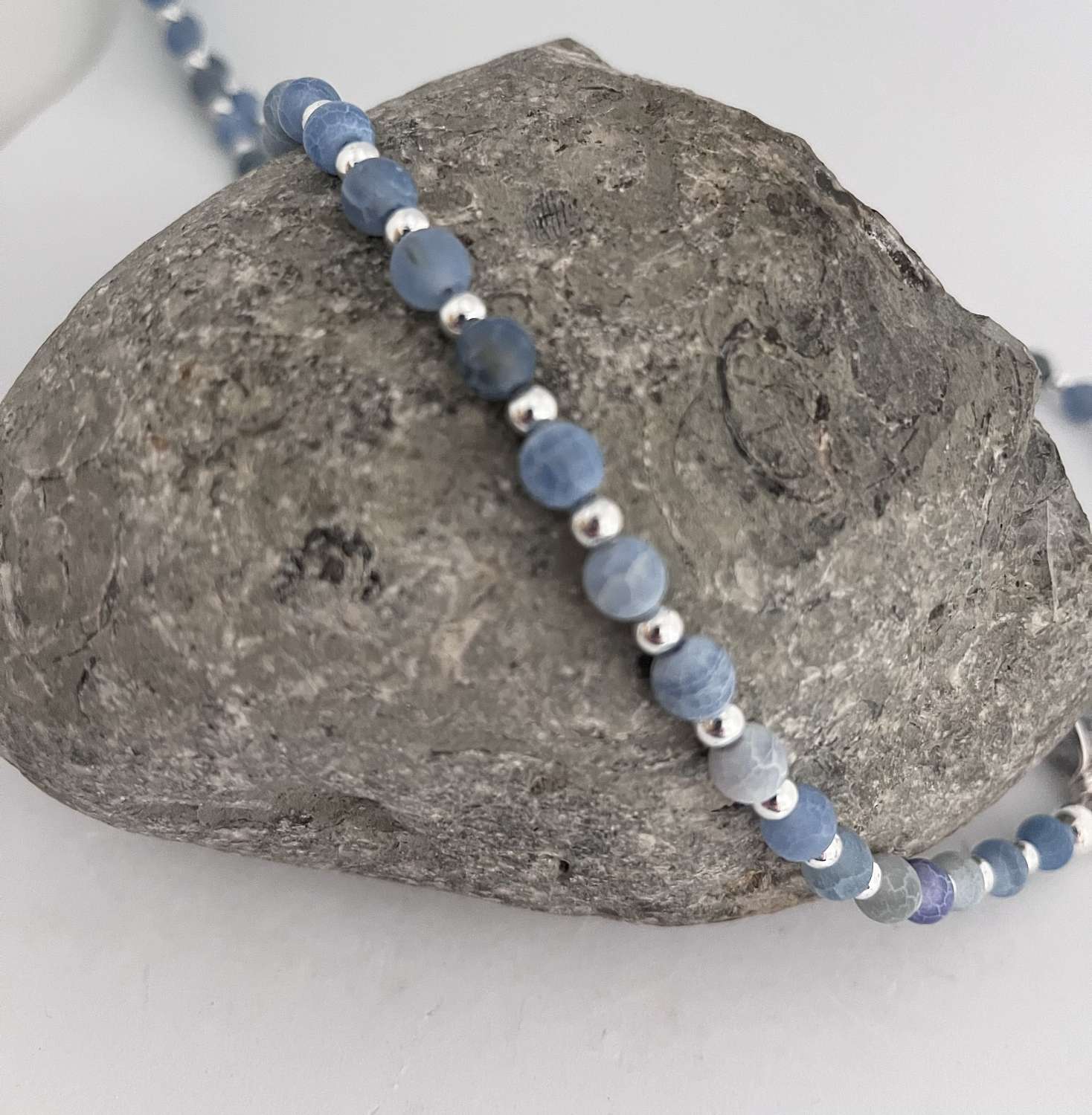 Long Blue Agate Necklace Long Blue Agate Necklace