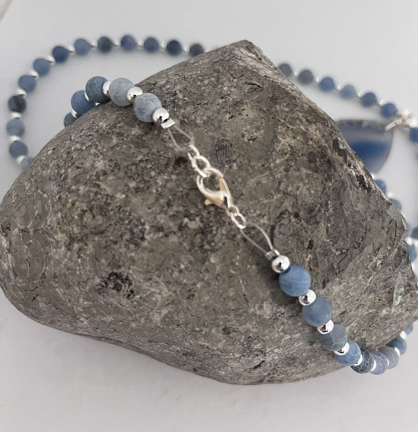 Long Blue Agate Necklace Long Blue Agate Necklace