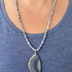 Long Blue Agate Necklace 1 Long Blue Agate Necklace 1