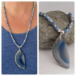 Long Blue Agate Necklace