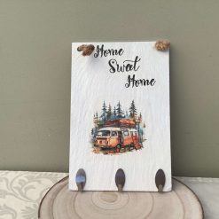 HOME SWEET HOME CAMPERVAN DECOUPAGED SLATE KEY HOOK