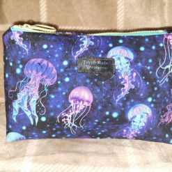 HANDMADE MAKE UP BAG, ZIP POUCH Psychedelic Coral Fabric 18cm X 12cm X 8cm