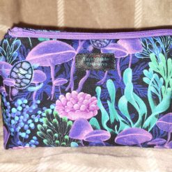 HANDMADE MAKE UP BAG, ZIP POUCH Psychedelic Coral Fabric 18cm X 12cm X 8cm