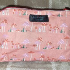 HANDMADE MAKE UP BAG, ZIP POUCH Psychedelic Coral Fabric 18cm X 12cm X 8cm