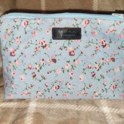 HANDMADE MAKE UP BAG, ZIP POUCH Psychedelic Coral Fabric 18cm X 12cm X 8cm