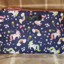 HANDMADE MAKE UP BAG, ZIP POUCH Psychedelic Coral Fabric 18cm X 12cm X 8cm