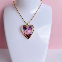 Pendant - Heart Pink/Purple Sparkle