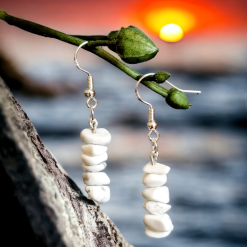 A Beautiful Pair of Magnesite Gemstone Dangle Silver Hook Earrings 1