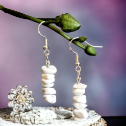 A Beautiful Pair of Magnesite Gemstone Dangle Silver Hook Earrings