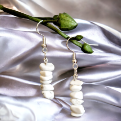 A Beautiful Pair of Magnesite Gemstone Dangle Silver Hook Earrings 4