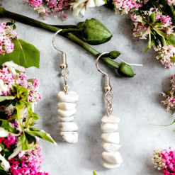 A Beautiful Pair of Magnesite Gemstone Dangle Silver Hook Earrings 6