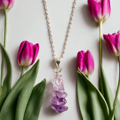 A Beautiful Amethyst Gemstone Pendant Silver Necklace 4