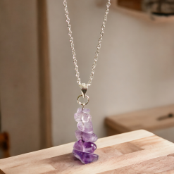 A Beautiful Amethyst Gemstone Pendant Silver Necklace 2