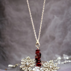 A Beautiful Almandine Garnet Gemstone Pendant Silver Necklace 3