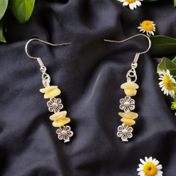 A Beautiful Pair of Yellow Aventurine and Silver Daisies Dangle Earrings 4 A Beautiful Pair of Yellow Aventurine and Silver Daisies Dangle Earrings 9