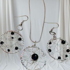 E - Wire Wrapped Pendant & Earrings Set