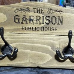 Rustic Engraved Peaky Blinders inspired coat / hat rack
