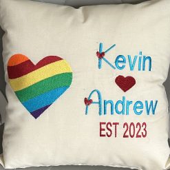 Personalised Embroidered Rainbow Heart Cushion